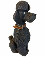 Vintage Cast Iron Poodle Still Bank w/ Collar 10.75” picture