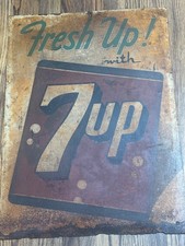 vINTAGE ADVERTISING METAL FRESHEN WITH 7 UP 28x20 picture