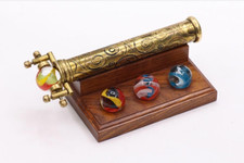Elegant Brass Kaleidoscope with Interchangeable Marbles & Hardwood Stand picture