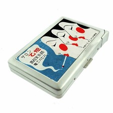 Vintage Illustration Cigarette Case w/lighter ID Holder Wallet picture