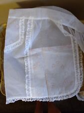 White Vintage 80s Sheer Half Apron Lace W/Pink Flowers/2 Pockets picture