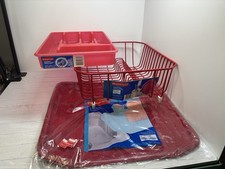 Rubbermaid Dish Drainer Board + Drying Rack + Cutlery Organizer Vintage Red Set picture
