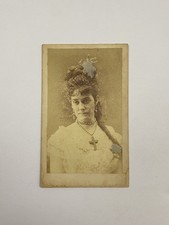 Antique Beautiful Young Lady with Religious Jewelry CDV Carte De Visite Photo picture