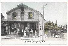 Post Office King Ferry NY c1910 E.C. Kropp -Men and Women Horse Buggy Postcard picture