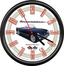 Licensed 1954 Corvette Vintage Black Convertible General Motors Sign Wall Clock picture
