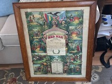 Framed Original 1912 Improved Red Man Diploma RARE Historical picture