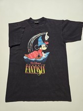 Vintage  Disney Classic Mickey Mouse  Fantasia T-shirt, Black Medium, 1990's picture