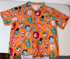 Mad Monster Party Shirt Mens XL Orange All Over Print Rankin Bass Horror Cartoon picture