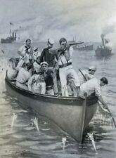 1899 Spanish American War Blockade of Cuba illustrated picture