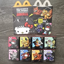 Full set McDonalds Hello Kitty Godzilla Collaboration Vinyl Figure Set 8-Pack picture