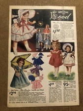VTG RARE 1940’s Christmas Sears Catalog Page Ad Toy Dolls Miss Sunshine picture