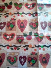 Christmas Vintage 1980's Country Wrapping Paper Country Puffy Colorful Hearts picture