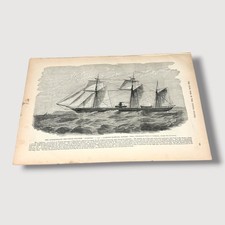 Vintage Illustration 1865 Engraving The Confederate Privateer Steamer Alabama V picture