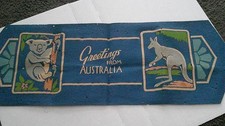 Vintage GREETINGS FROM AUSTRALIA Felt Pennant Flowers Art Deco picture