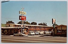 Woodland California CA Knights Inn Motel Koffee Hut Cars Postcard c1960s picture
