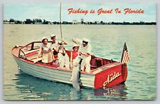 Postcard Fishing Is Great In Florida Aida Boat Chrome A12 picture