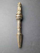 Antique 3 Face Hand-Carved Wooden Phurba Nepal Dhyangro Drum Handle picture