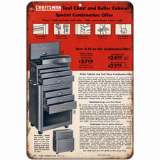 Craftsman Tool Chest Vintage Metal Sign Sears Ad Mechanics Garage 3 Sizes picture