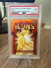 2025 Topps Chrome Disney Belle Icons Orange Refractor /25 PSA Graded Mint 9 picture