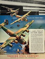 Magazine Print Ad Vintage 1942 Truscon Steel Company WWII Bomber Aircraft Bomber picture