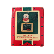 Vintage 1985 Hallmark Keepsake Ornament Teacher Owl Chalkboard picture