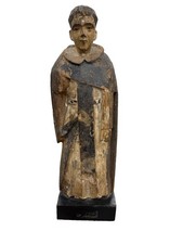 Antique 18th/19th C Carved & Polychromed Wood Saint San Vicente Ferrer Statute picture