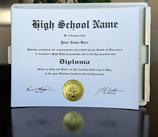 Personalized High School Diploma with Raised Gold Foil Seal picture