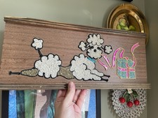 MCM Gravel Pebble Wall Art POODLE Dog Wood Decor Mid Century 1960s 17''x7.5'' picture