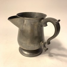 Antique Victorian c1880s Harton & Son Pewter Spouted Tulip Pint Measure England picture