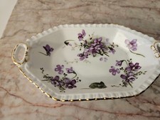 Vintage SPODE Hammersley Bone China Victorian Purple Violets CANDY DISH picture