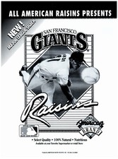 1991 All American Brand Raisins Print Ad, San Francisco Giants Pitcher MLB Snack picture