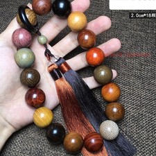 Big 20mm*18Pcs Natural Wood Colorful Prayer Beads Buddhist Lucky Handheld Rosary picture