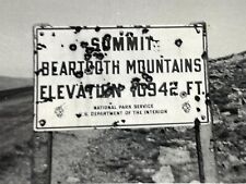 QC Photograph Summit Beartooth Mountain Road Sign Shotgun Holes Artistic 1950's picture