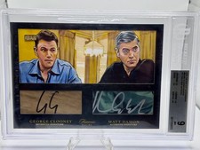 2023 The Bar Cut Auto Dual GEORGE CLOONEY, MATT DAMON  GOLD BAR  5x7 #1/1 BGS 9  picture