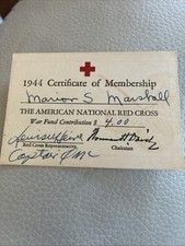 American National Red Cross War Time 1944 Certificate Of Membership WWII 91 picture