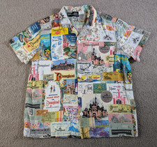 Disney 100 Disneyland Vintage Map Ticket Print Button Shirt Youth Size 11/12 picture