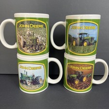 Vintage John Deere 2005 Collector Series Coffee Mugs Set of 4 Harvest Tractors picture