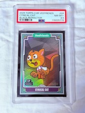 2025 Topps Chrome VeeFriends Black Refractor 1st Chrome Cynical Cat /10 PSA 8.5 picture