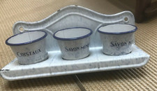 Vintage French Enamelware Laundry Set, white/blue---read description picture
