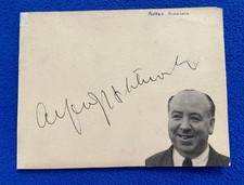 Alfred Hitchcock Signed Page c1948 and Tommy Farr Boxer Signed picture
