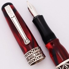 Curtis Australia Luxury Regal Fountain Pen - Red w Sterling Trim, Med 14k (NOS) picture