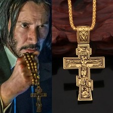 Large Eastern Orthodox Cross Necklace Jesus Crucifix Pendant Men Women Gift picture