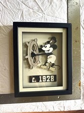 Disney Mickey Mouse Steamboat Willie 1928 Framed 3D Handcut Paper Artwork picture