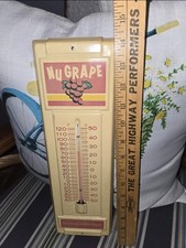 Vintage Rare NuGrape Sign Thermometer Get The Great Grape Giggles Late 60s Tin picture