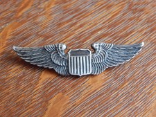 WWII Army Air Corps Pilot Wings Luxenberg 1st Type Sterling New York Pinback picture