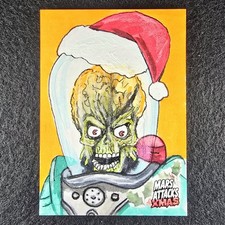 2026 Topps Mars Attacks Xmas Martian SANTA HAT 1/1 Hand Drawn David Willingham picture