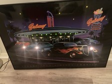 Galaxy Diner Hot Rods Scenes From Vintage America LED Art 36 x 24