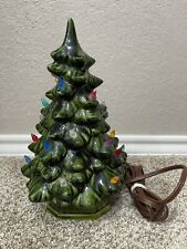Vintage Ceramic Christmas Tree with Base and Lights Works Holiday picture