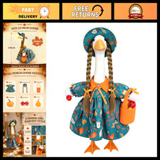 Fall Porch Goose Outfit Farmer Girl Goose Clothes for 23 Inch Porch Statue picture