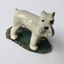 Vintage Schnauzer Dog Porcelain Miniature Figurine Grey On Agate Base 2